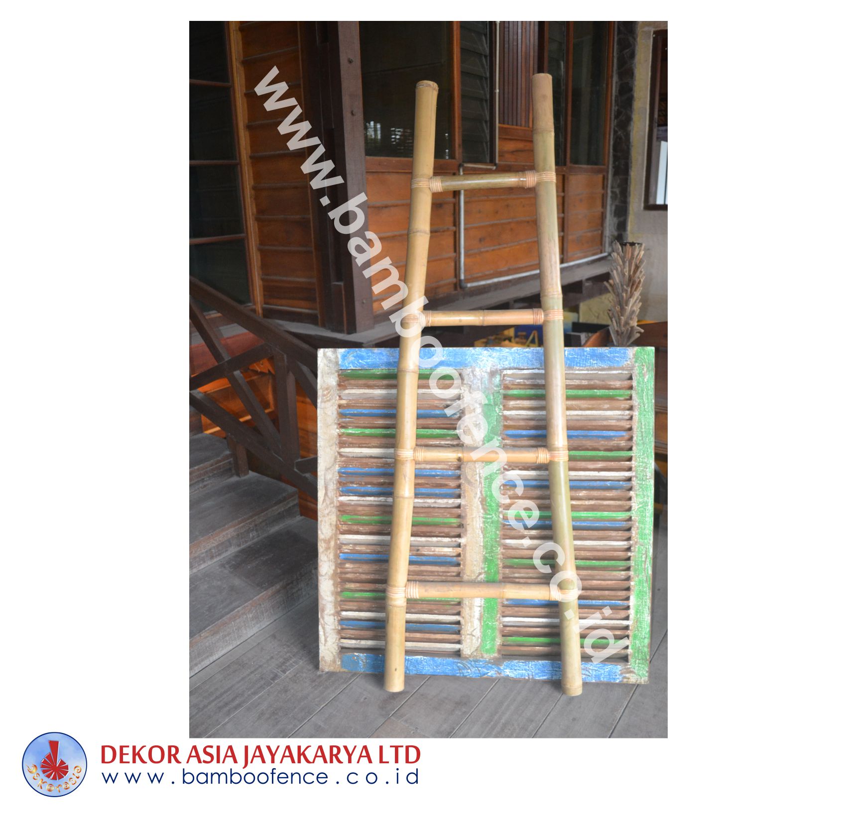 Natural Bamboo Ladder 4 Rungs Bottom Width